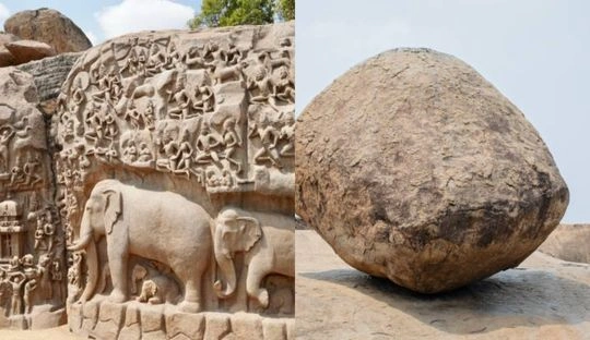 Arjunar Penance and Krishna's Butter Ball Mahabalipuram